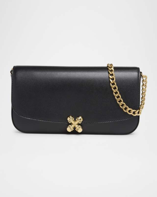 Skull Flower Leather Shoulder Bag